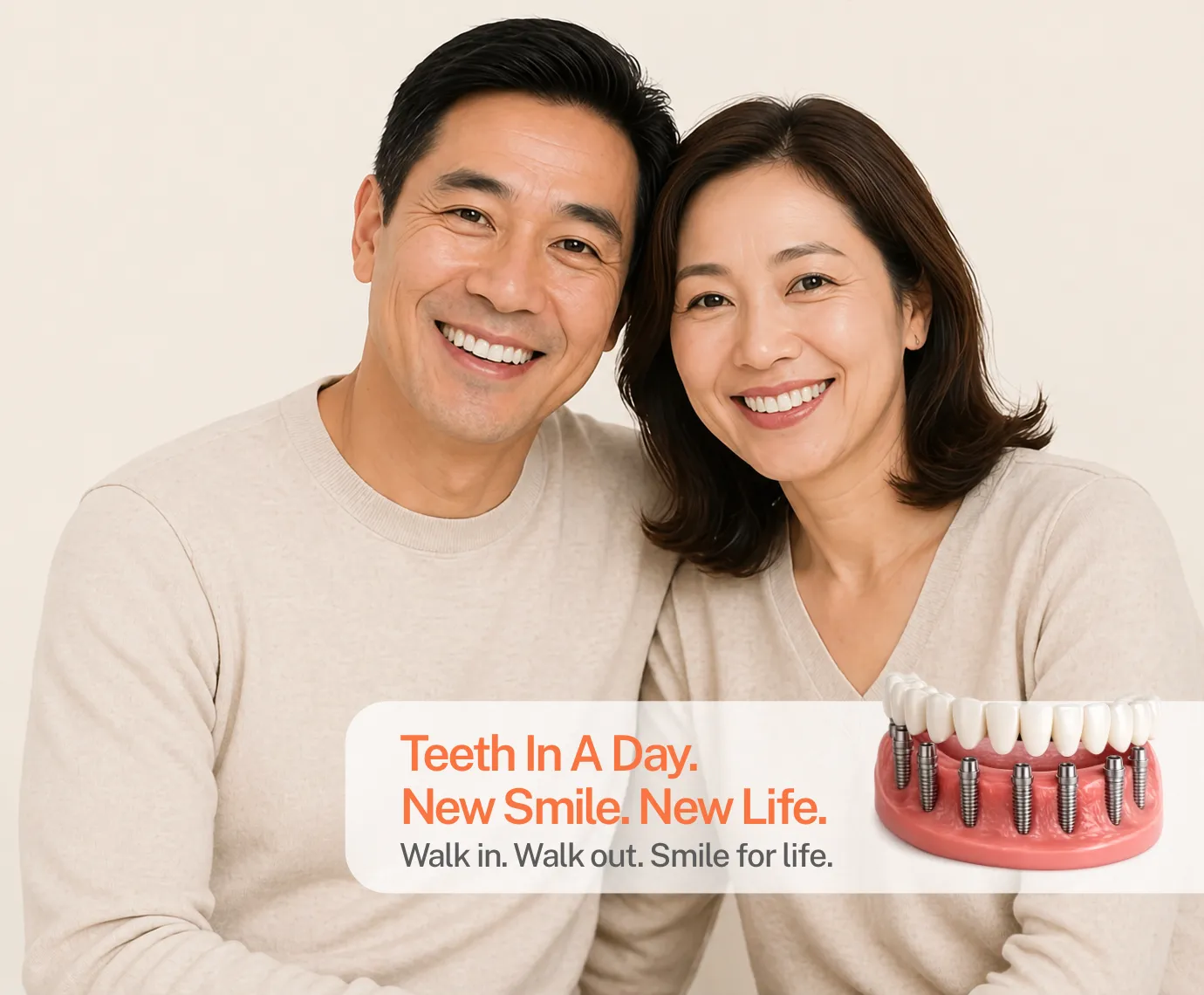 Smiling dental implant patients at Pristine Dental