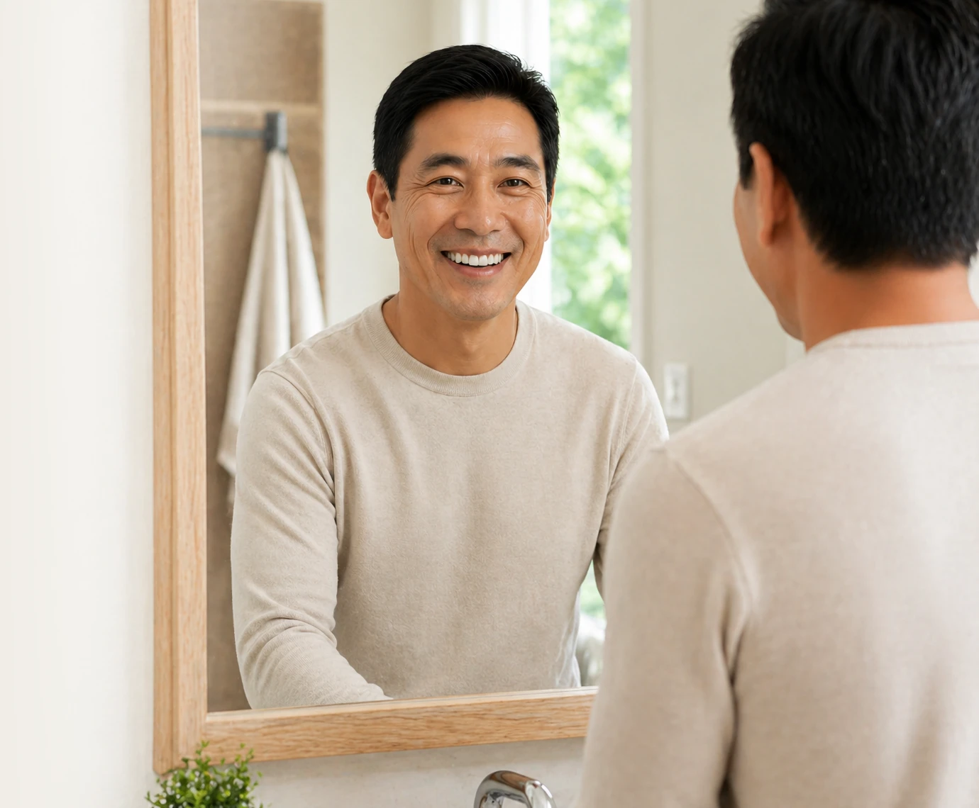 Full mouth implant patient smiling